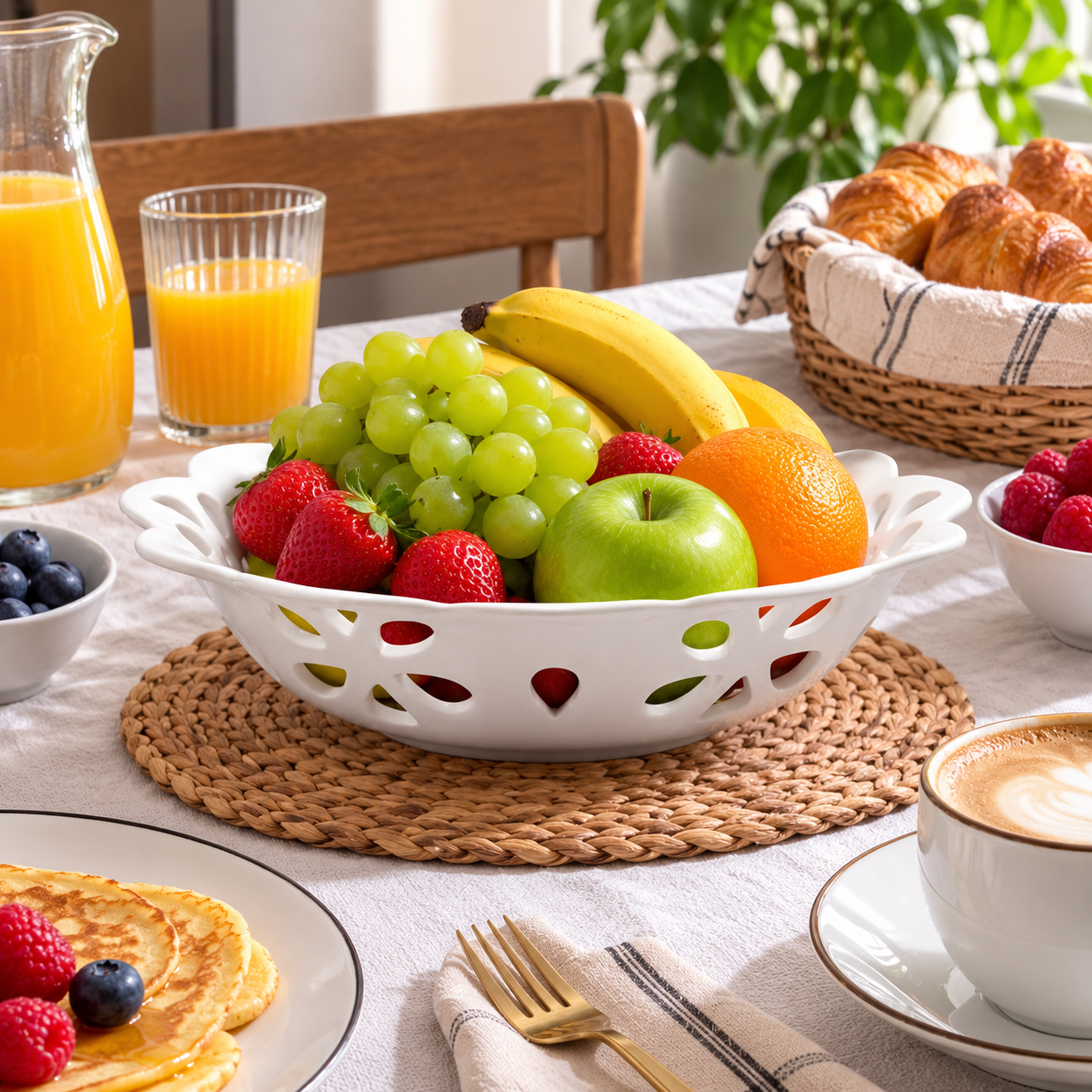 Pack de 2 Grands Paniers à Fruits en Porcelaine