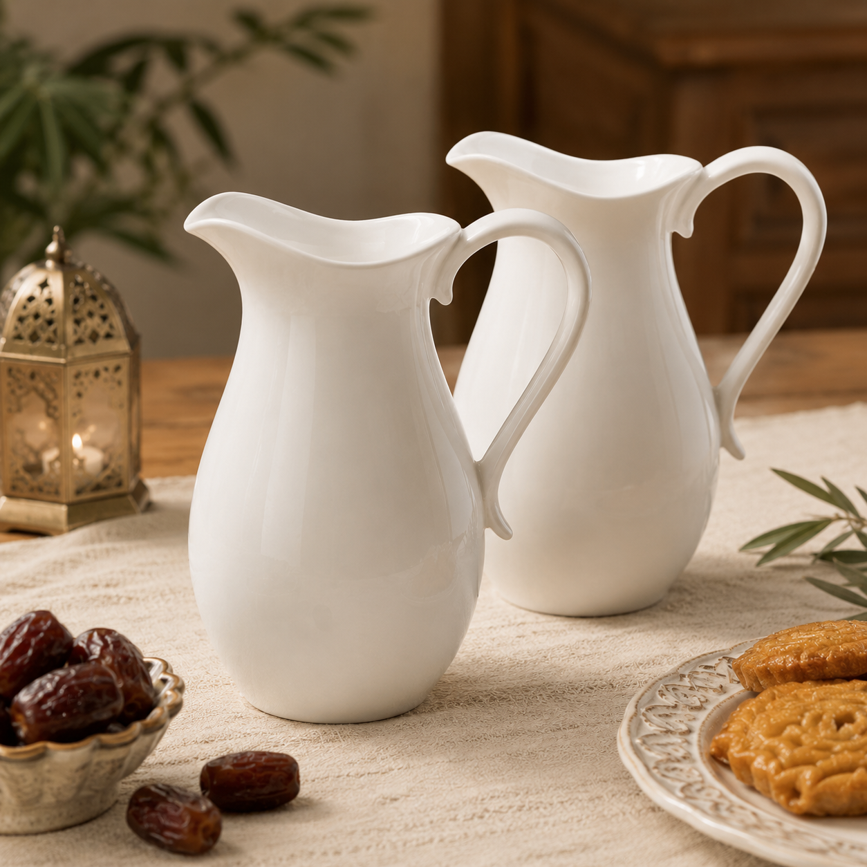 Pack de 2 Grandes Carafes en Porcelaine