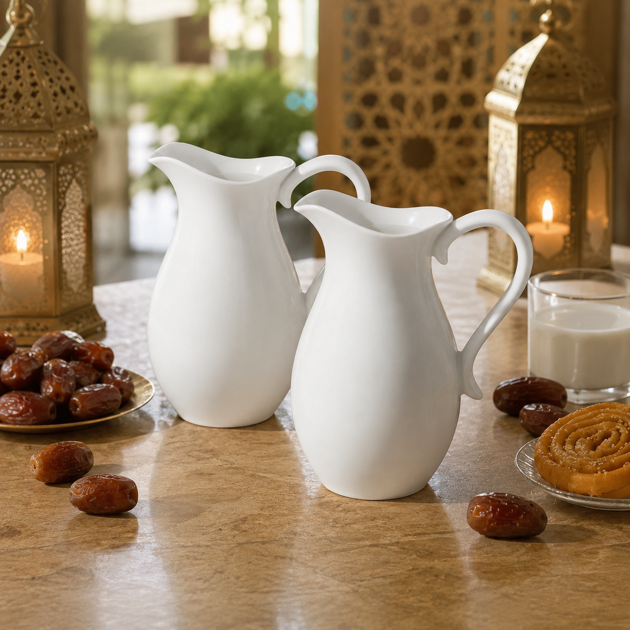 Pack de 2 Grandes Carafes en Porcelaine